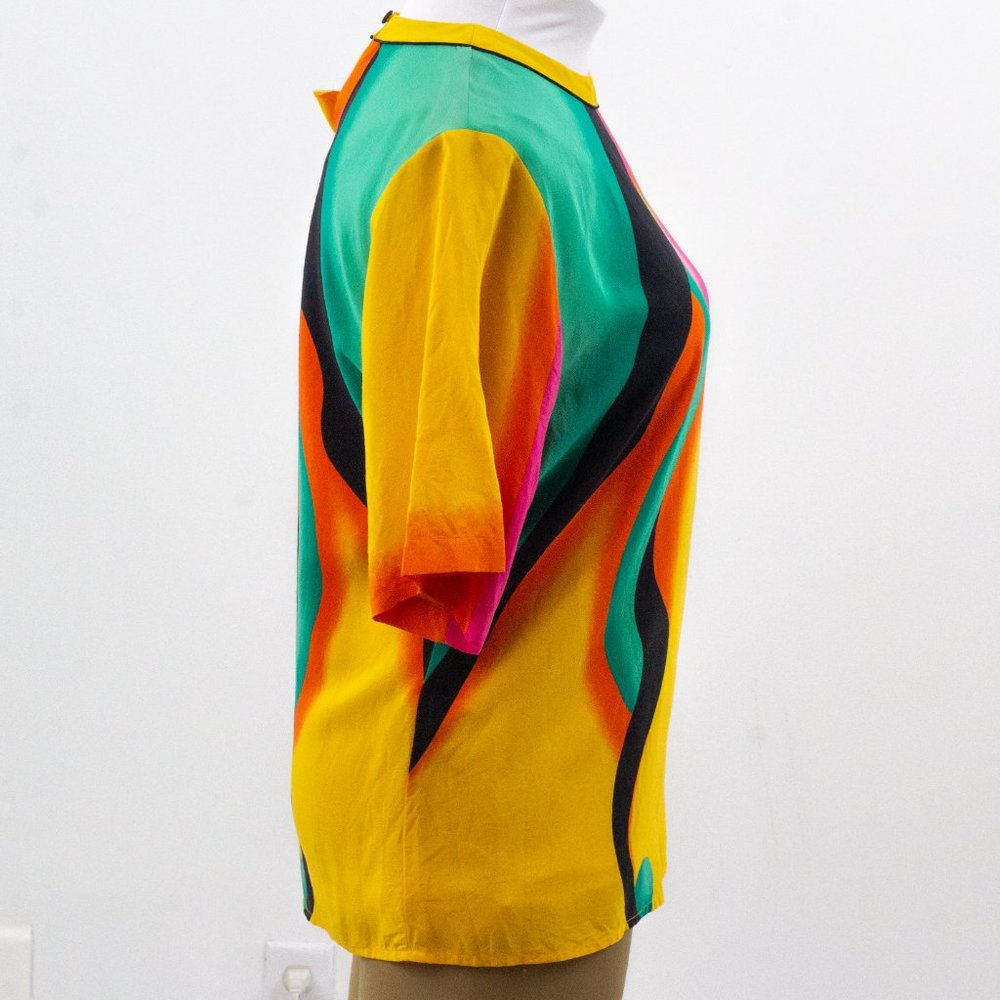Vintage 80s M/L Silk 2-Piece Skirt Suit Set Neon - Picture 10 of 16